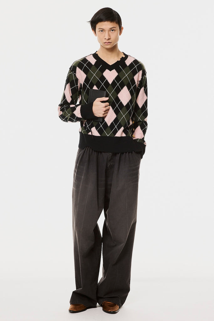 ACCORDION TUCK WORK PANTS - CHARCOAL / M26H9PL008-MASU Official Online Store