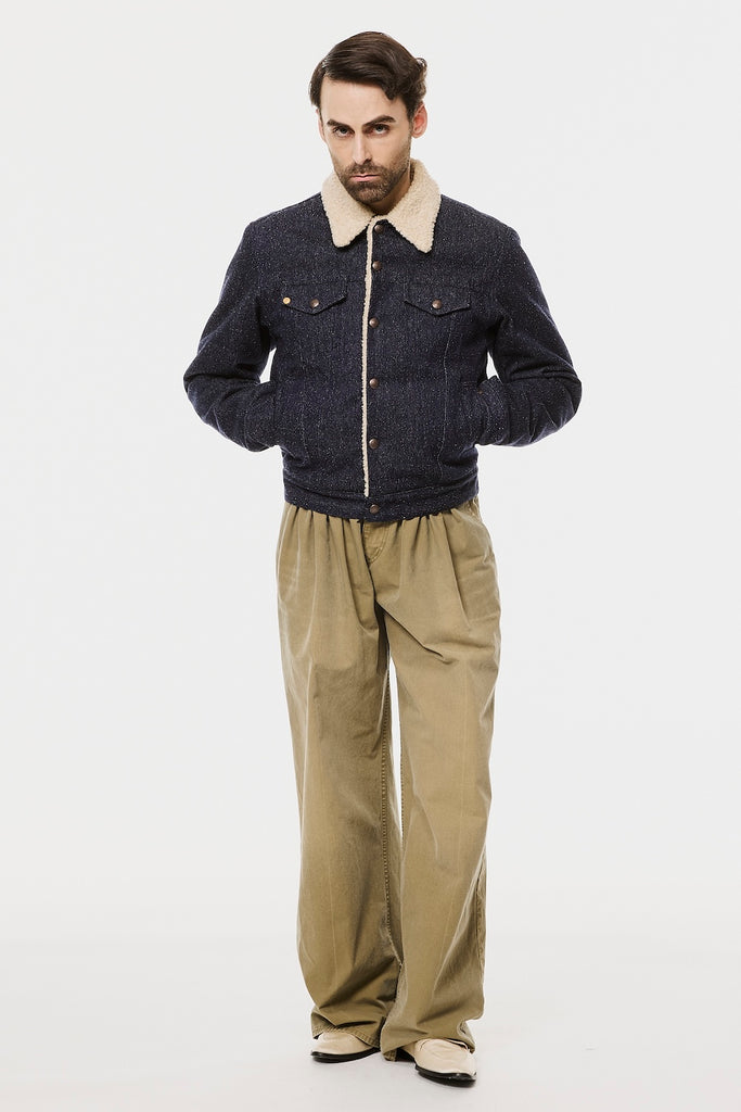 ACCORDION TUCK WORK PANTS - OLIVE / M26H9PL008-MASU Official Online Store