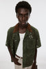 BANDANA HOLE LEATHER HALF SLEEVE SHIRT - MOSS GREEN / M26U6SH002-MASU Official Online Store
