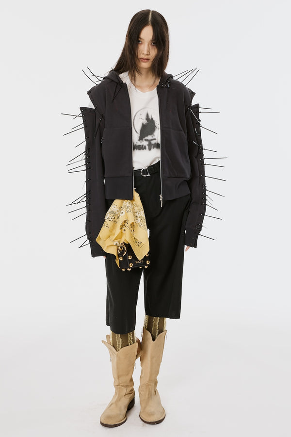 BONE NEEDLE ZIP-UP HOODIE - BLACK / M26B6C8001-MASU Official Online Store