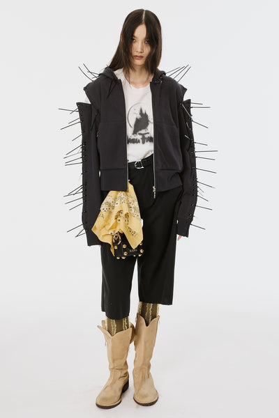 BONE NEEDLE ZIP-UP HOODIE - BLACK / M26B6C8001-MASU Official Online Store