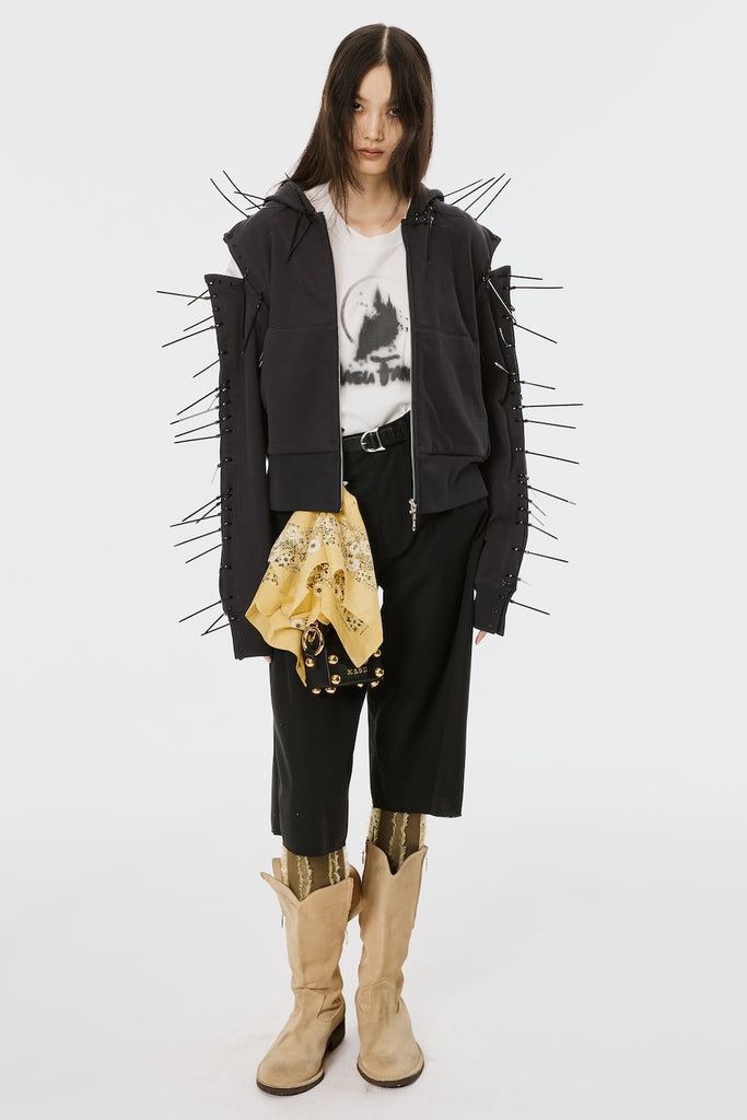 BONE NEEDLE ZIP-UP HOODIE - BLACK / M26B6C8001-MASU Official Online Store