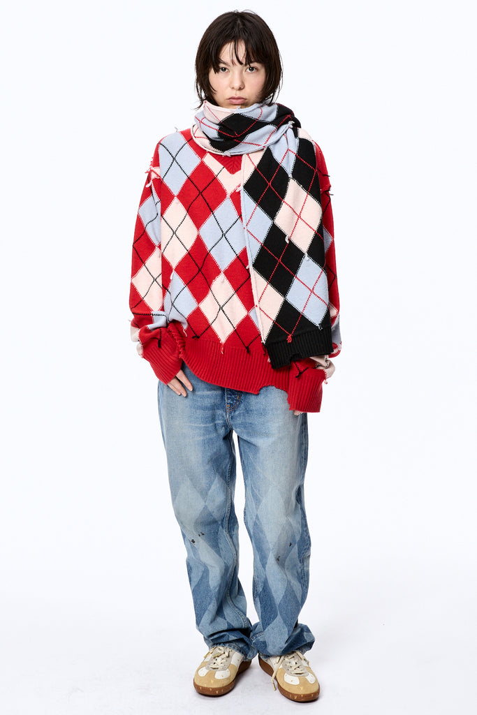 DIAMOND SCRAPED SWEATER - RED / M25F9KN001-MASU Official Online Store