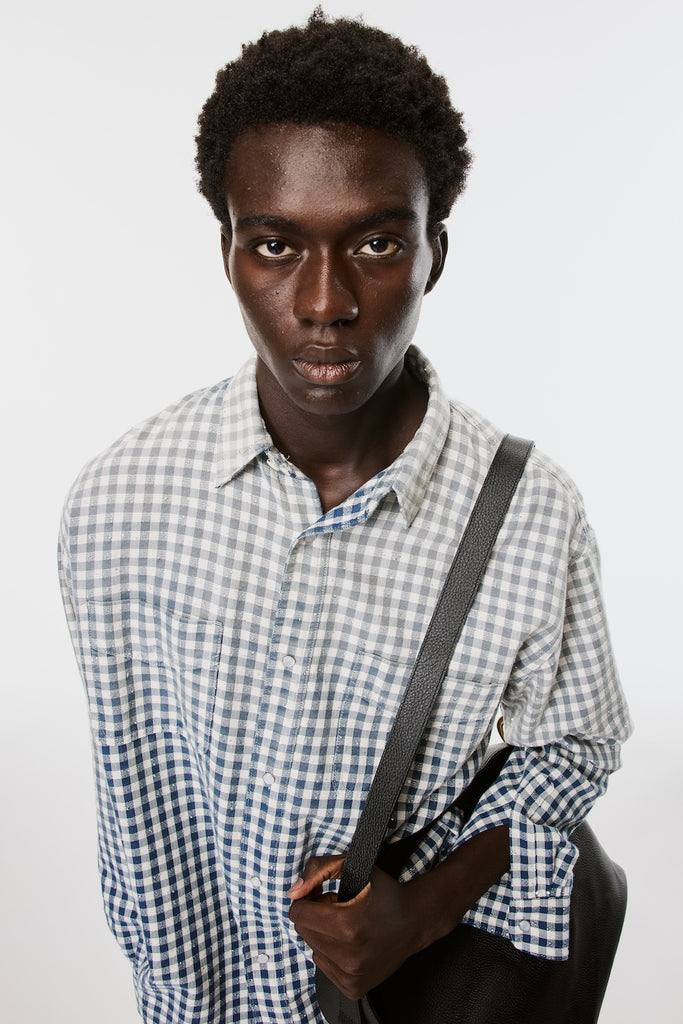 FADED SPARKLING PLAID SHIRT - BLUE / M26U6SL001-MASU Official Online Store