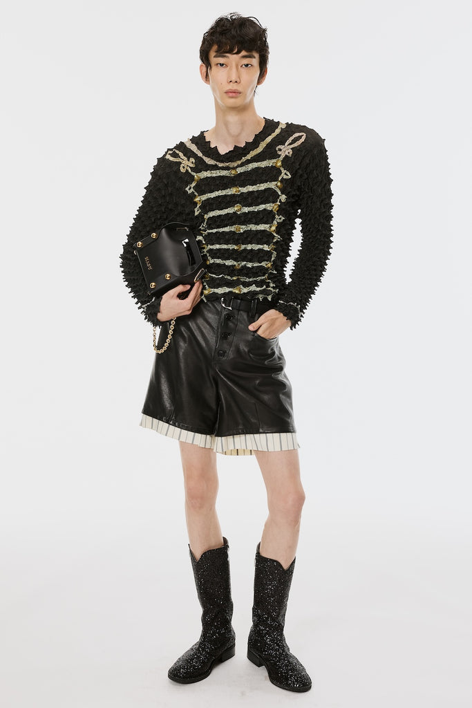 LEATHER SHORTS - BLACK / M26U6PS002-MASU Official Online Store