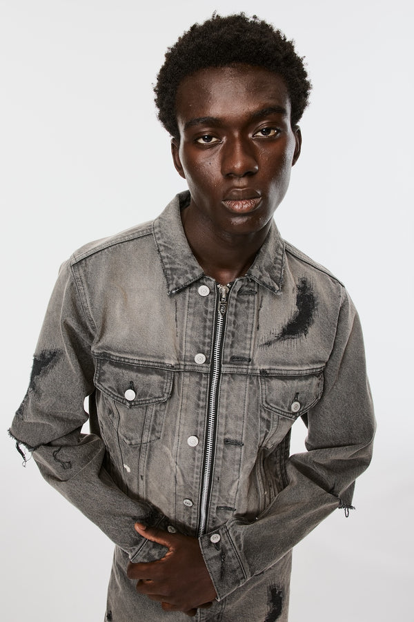 MB ZIP-UP DENIM JAKCET ANGEL DAMAGE - BLACK / B26U6BL003-MASU Official Online Store