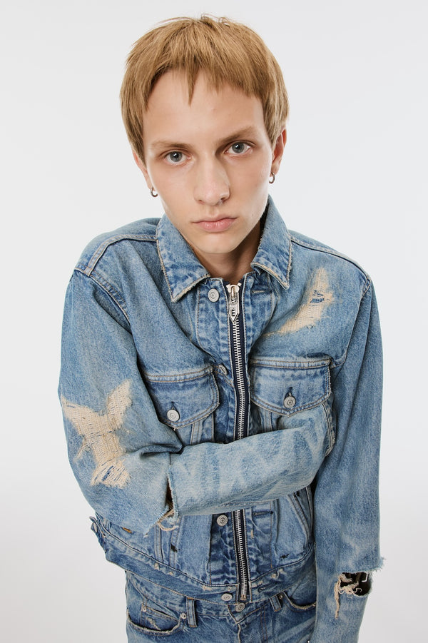 MB ZIP-UP DENIM JAKCET ANGEL DAMAGE - INDIGO / B26U6BL003-MASU Official Online Store