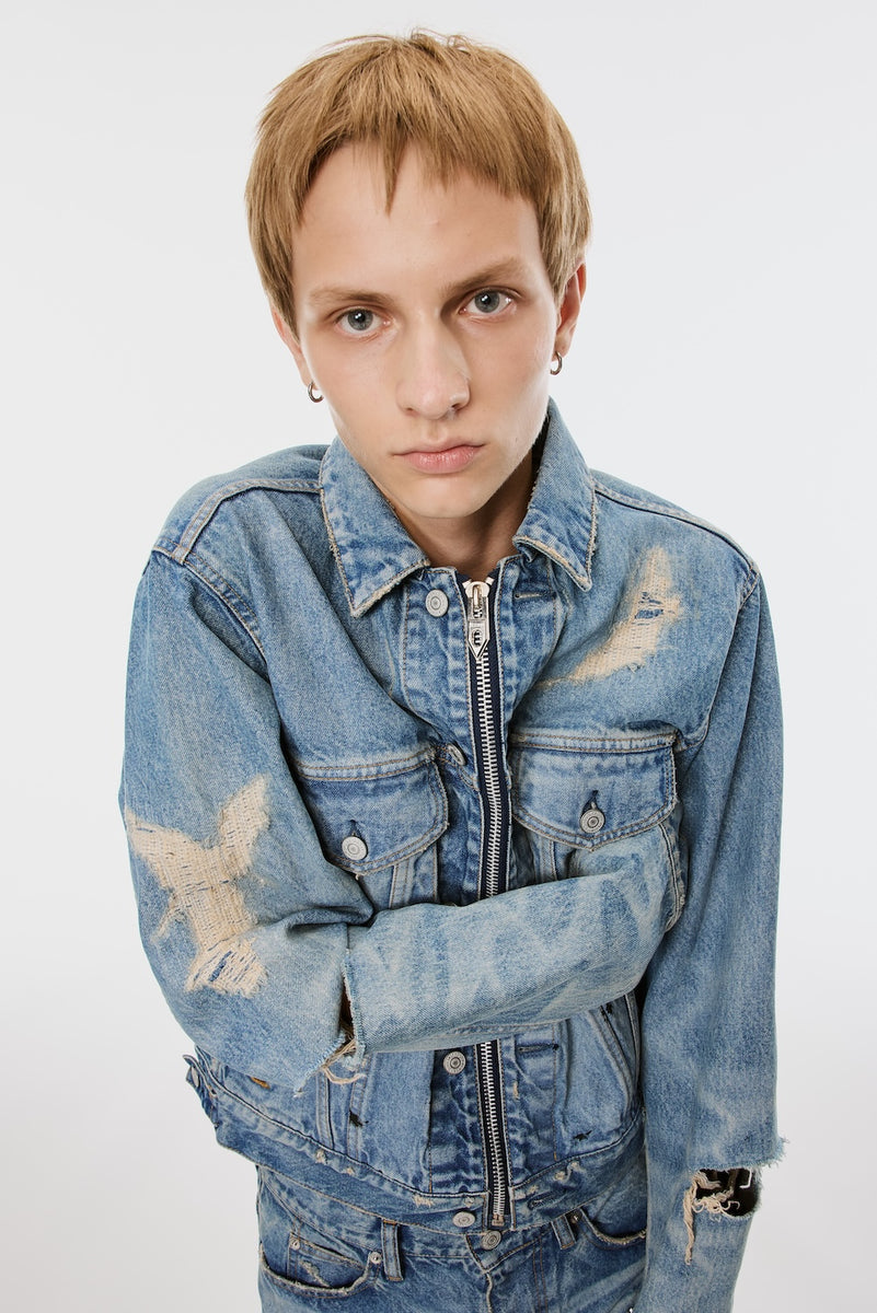 Mb Zip-Up Denim Jakcet Angel Damage - Indigo - MASUBOYS– MASU