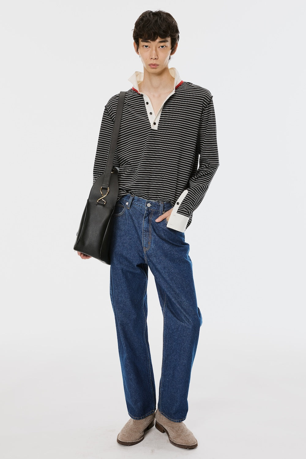 Opposite Stripe Pullover Shirt - Black - MASU– MASU Official