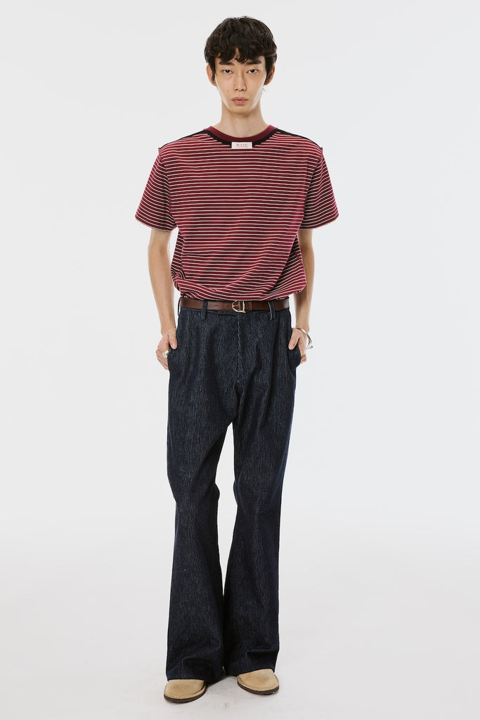 OPPOSITE STRIPE T-SHIRT - WINE RED / M26U6CS008-MASU Official Online Store