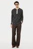 OPPOSITE WAFFLE STRIPE PULLOVER SHIRT - BLACK / M26H9CS006-MASU Official Online Store