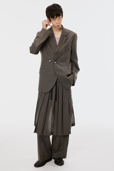 Red Bar Tack Tailored Jacket - Stone Gray - MASU– MASU Official