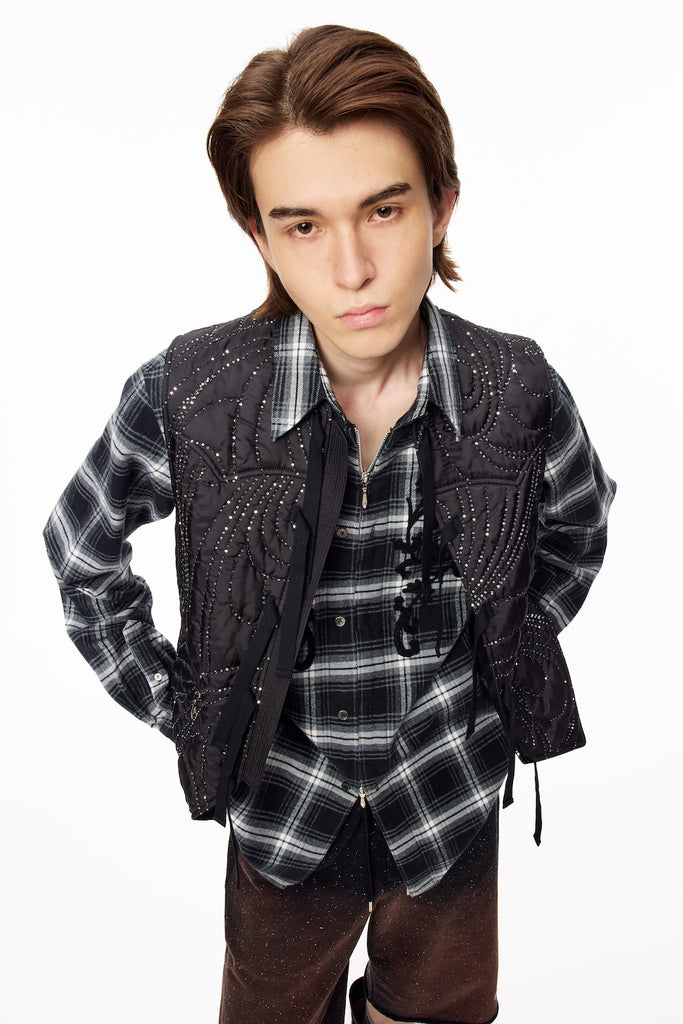 Rodeo Zip-Up Plaid Shirt - Black - MASU– MASU Official Online Store
