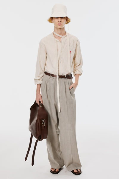 SHAGGY STRIPE BOW TIE SHIRT - ECRU / M26U6SL002-MASU Official Online Store