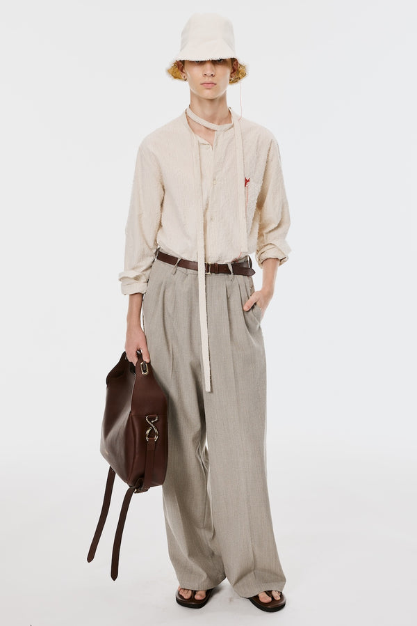 SHAGGY STRIPE BOW TIE SHIRT - ECRU / M26U6SL002-MASU Official Online Store