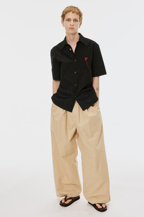 SHAGGY STRIPE HALF SLEEVE SHIRT - BLACK / M26U6SH004-MASU Official Online Store