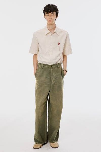 Shaggy Stripe Half Sleeve Shirt - Ecru - MASU– MASU Official