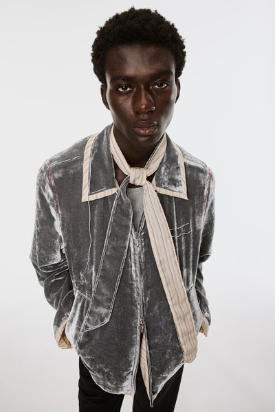 UNEVEN VELVET SCARF - CHARCOAL / M26U6OJ002-MASU Official Online Store