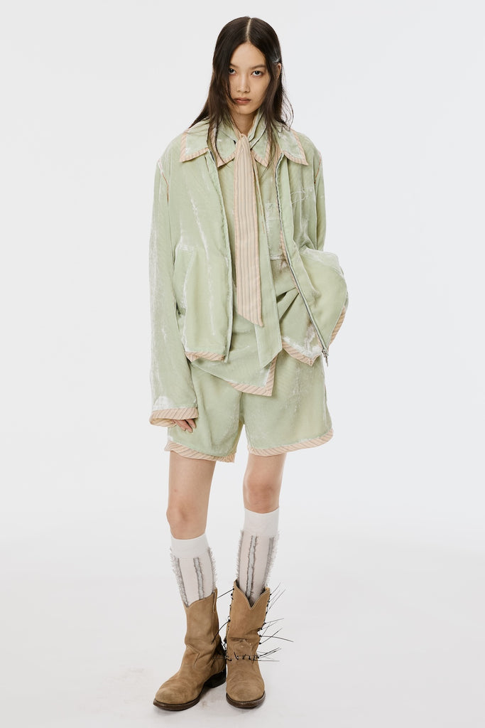 UNEVEN VELVET SHORTS - MELON / M26U6PS004-MASU Official Online Store