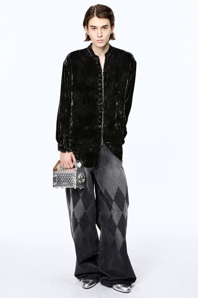 MASU VELVET ZIP-UP SHIRTS 48 エメラルドグリーン MASU VELVET ZIP-UP SHIRTS 48 エメラルドグリーン