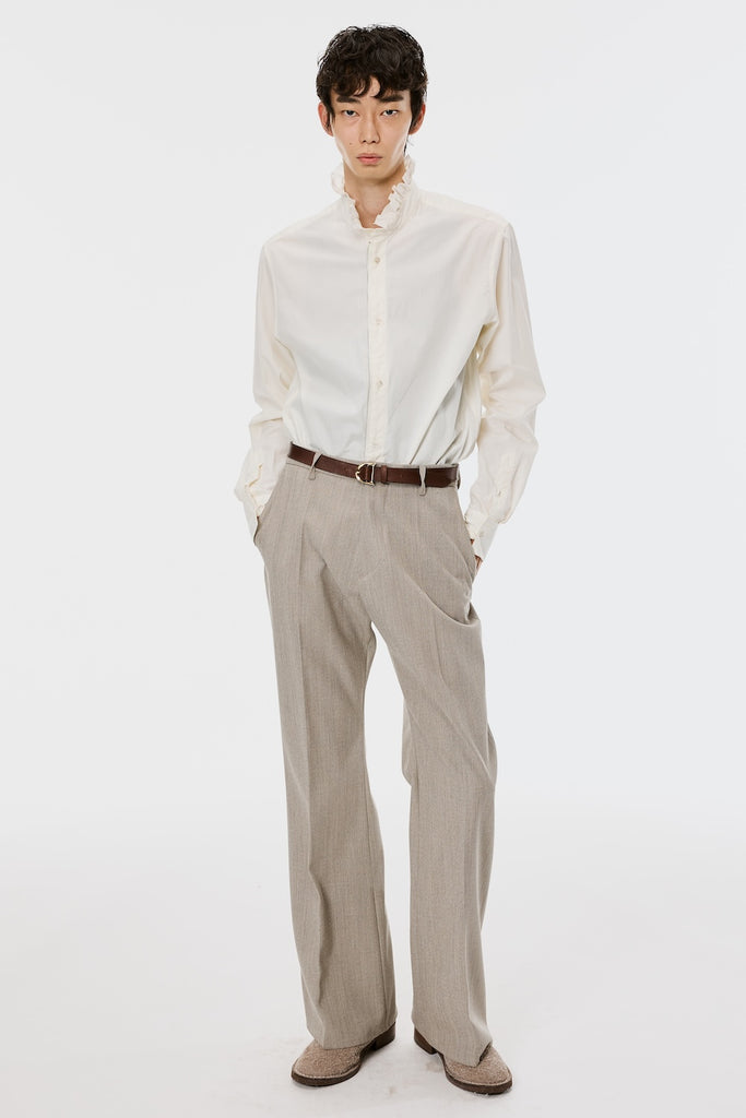 ZIP-UP FRILL COLLAR SHIRT - ECRU / M26U6SL004-MASU Official Online Store