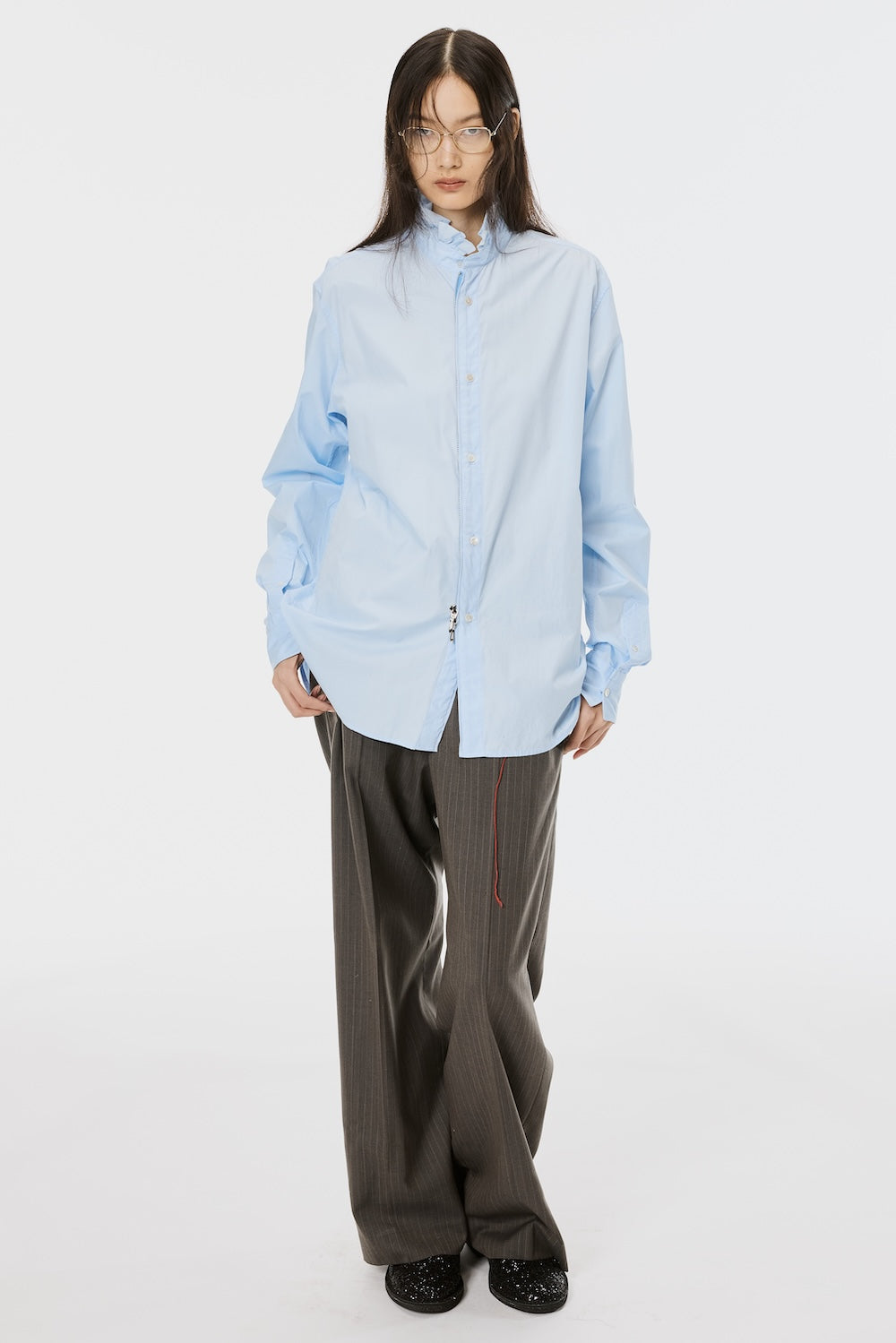 ほこりMASU ZIP-UP FRILL COLLAR SHIRT Shirts– MASU Official Online Store
