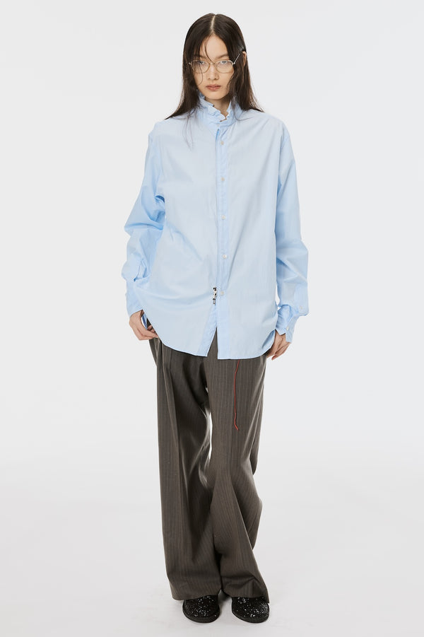 ZIP-UP FRILL COLLAR SHIRT - SAX / M26U6SL004-MASU Official Online Store