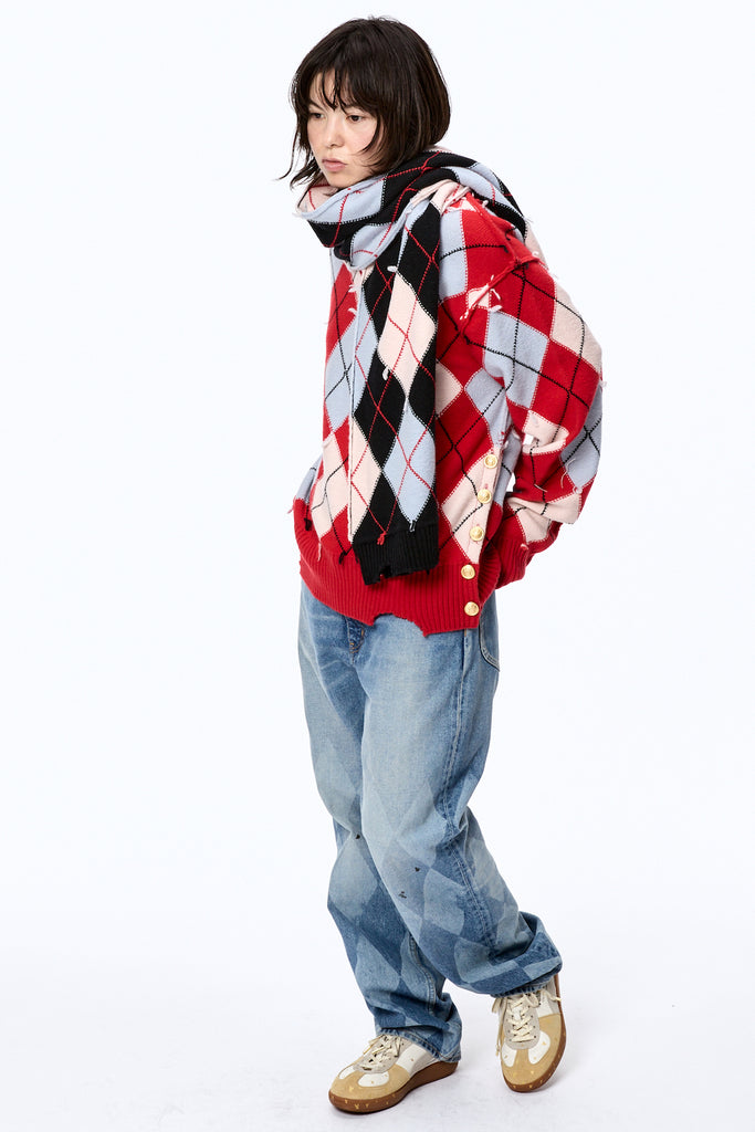 Diamond Scraped Sweater - Red - MASU– MASU Official Online Store