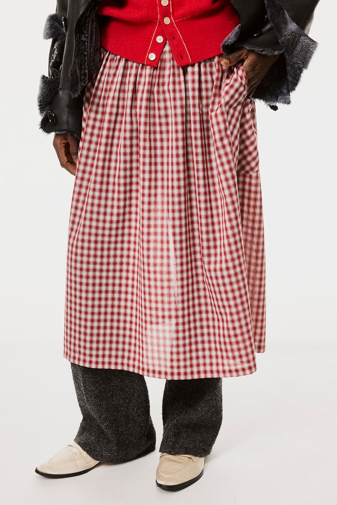 KNIGHT PLAID APRON - RED / M26H9OJ009-MASU Official Online Store