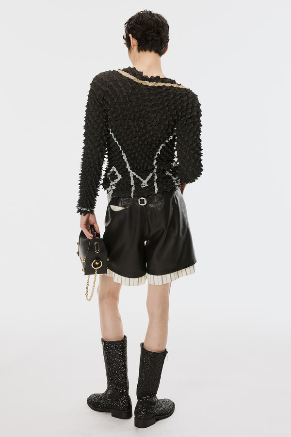 LEATHER SHORTS - BLACK / M26U6PS002-MASU Official Online Store