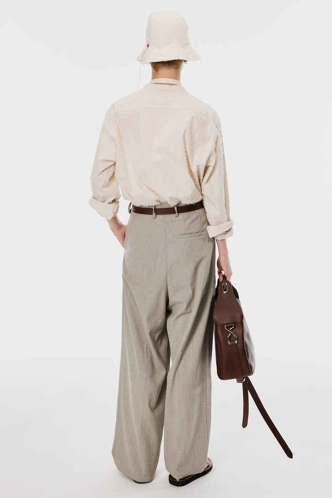 SHAGGY STRIPE BOW TIE SHIRT - ECRU / M26U6SL002-MASU Official Online Store