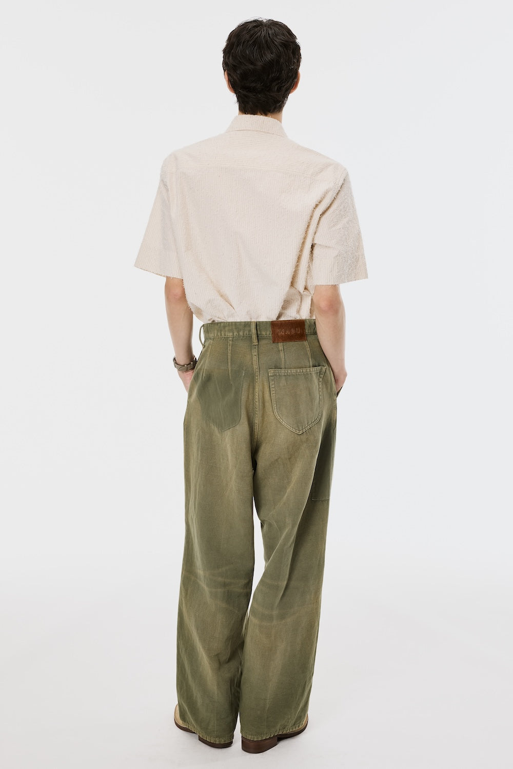 Shaggy Stripe Half Sleeve Shirt - Ecru - MASU– MASU Official