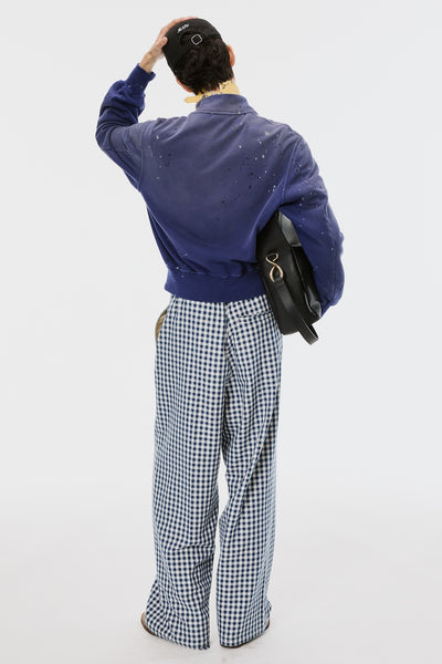 SPARKLING PLAID WIDE EASY PANTS - BLUE / M26U6PL009-MASU Official Online Store