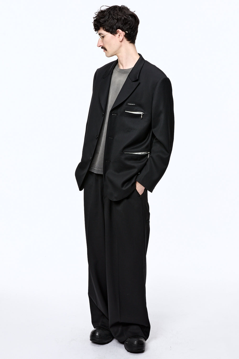 パンツ MASU Wide Trousers size 46 Black Tucked Wide Trousers - Black - MASU– MASU Official Online Store
