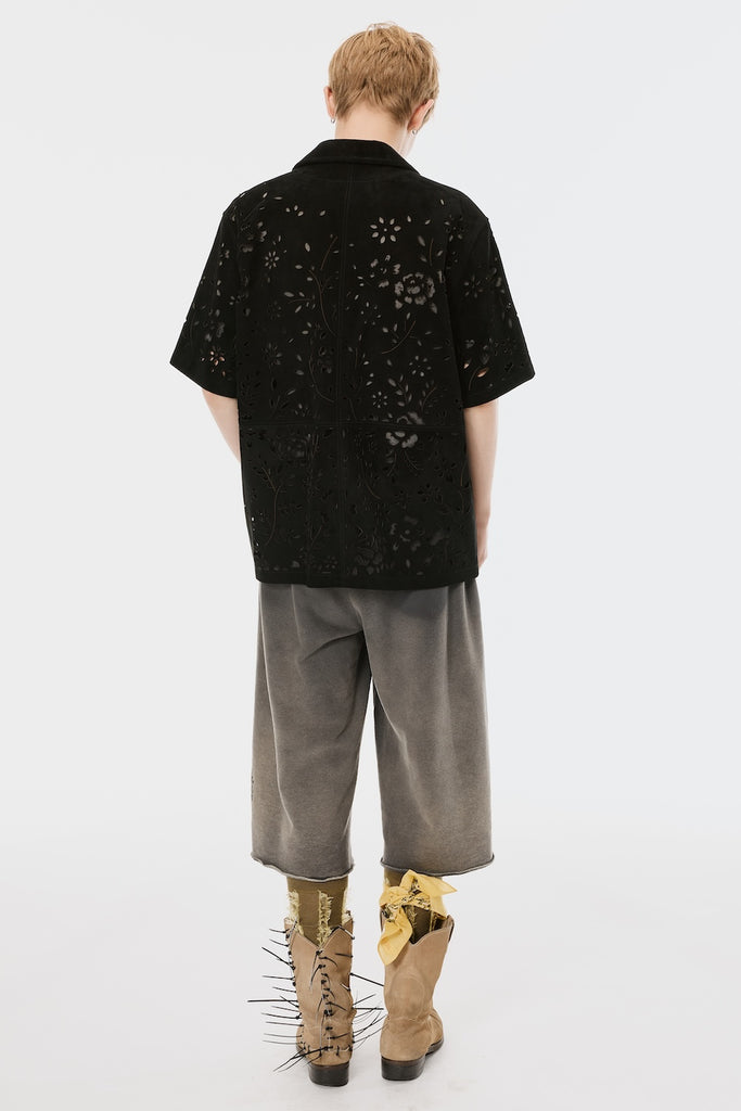 BANDANA HOLE LEATHER HALF SLEEVE SHIRT - BLACK / M26U6SH002-MASU Official Online Store