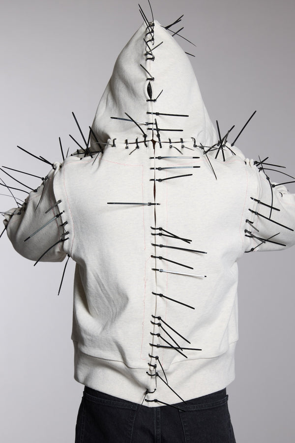 BONE NEEDLE ZIP-UP HOODIE - OATMEAL / M26B6CS001-MASU Official Online Store