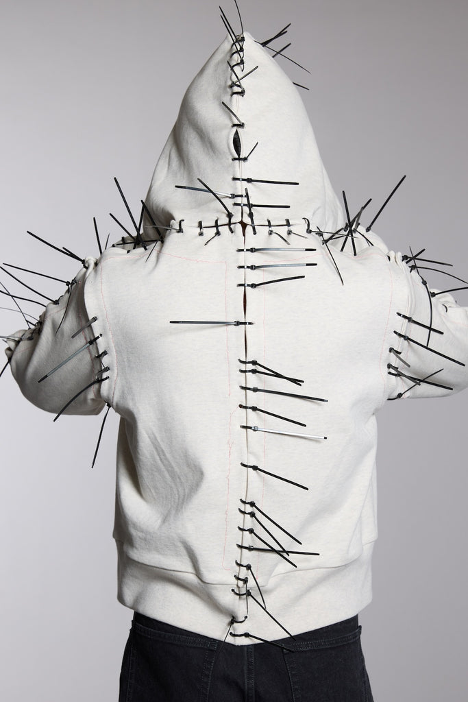 BONE NEEDLE ZIP-UP HOODIE - OATMEAL / M26B6CS001-MASU Official Online Store