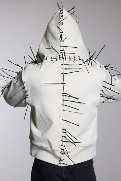 BONE NEEDLE ZIP-UP HOODIE - OATMEAL / M26B6CS001-MASU Official Online Store