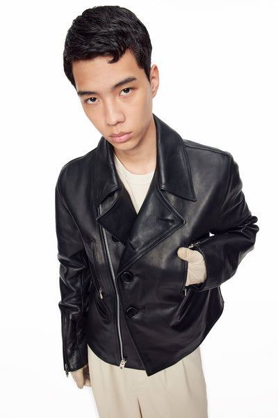 ジャケット・アウター masu HIGH TWISTED LEATHER JACKET MASU HIGH WAISTED LEATHER BIKER JACKETの通販 by green's shop