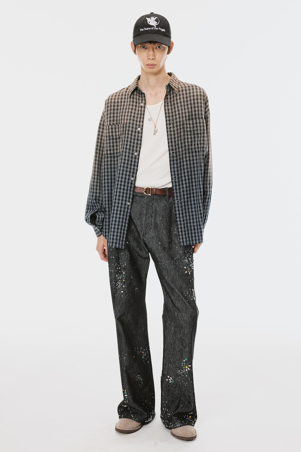 Faded Sparkling Plaid Shirt - Black - MASU– MASU Official Online Store