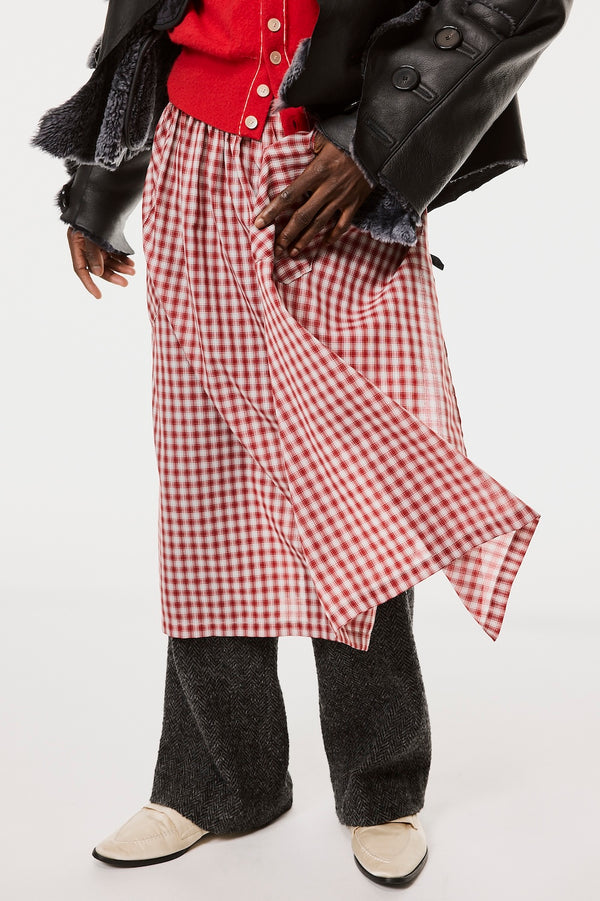 KNIGHT PLAID APRON - RED / M26H9OJ009-MASU Official Online Store