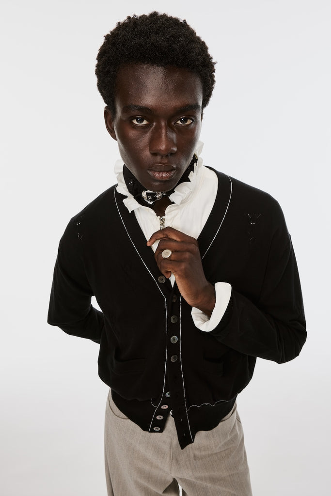 MB 10 BUTTONS CARDIGAN - BLACK / B26U6KN001-MASU Official Online Store