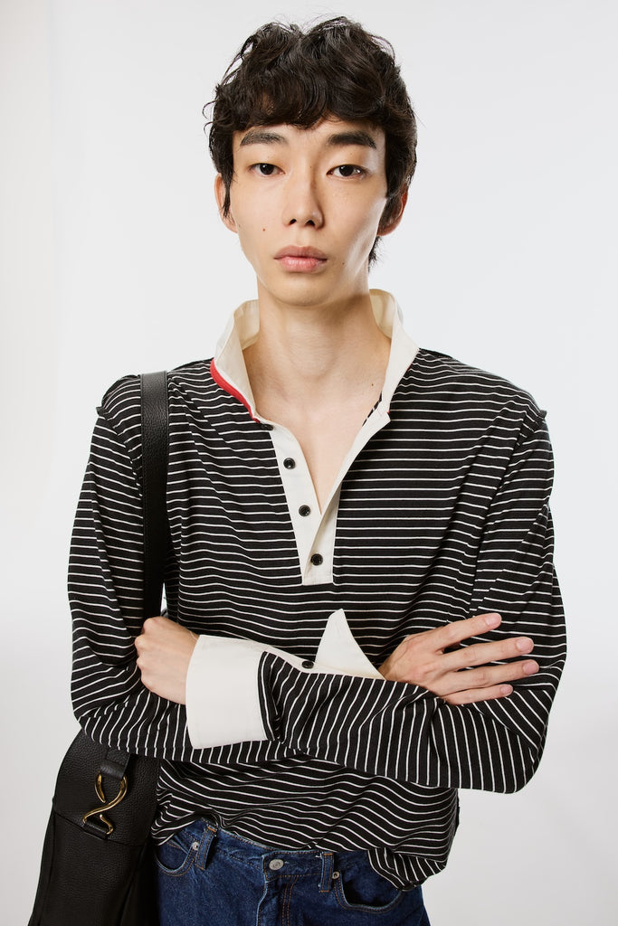 OPPOSITE STRIPE PULLOVER SHIRT - BLACK / M26U6CS009-MASU Official Online Store