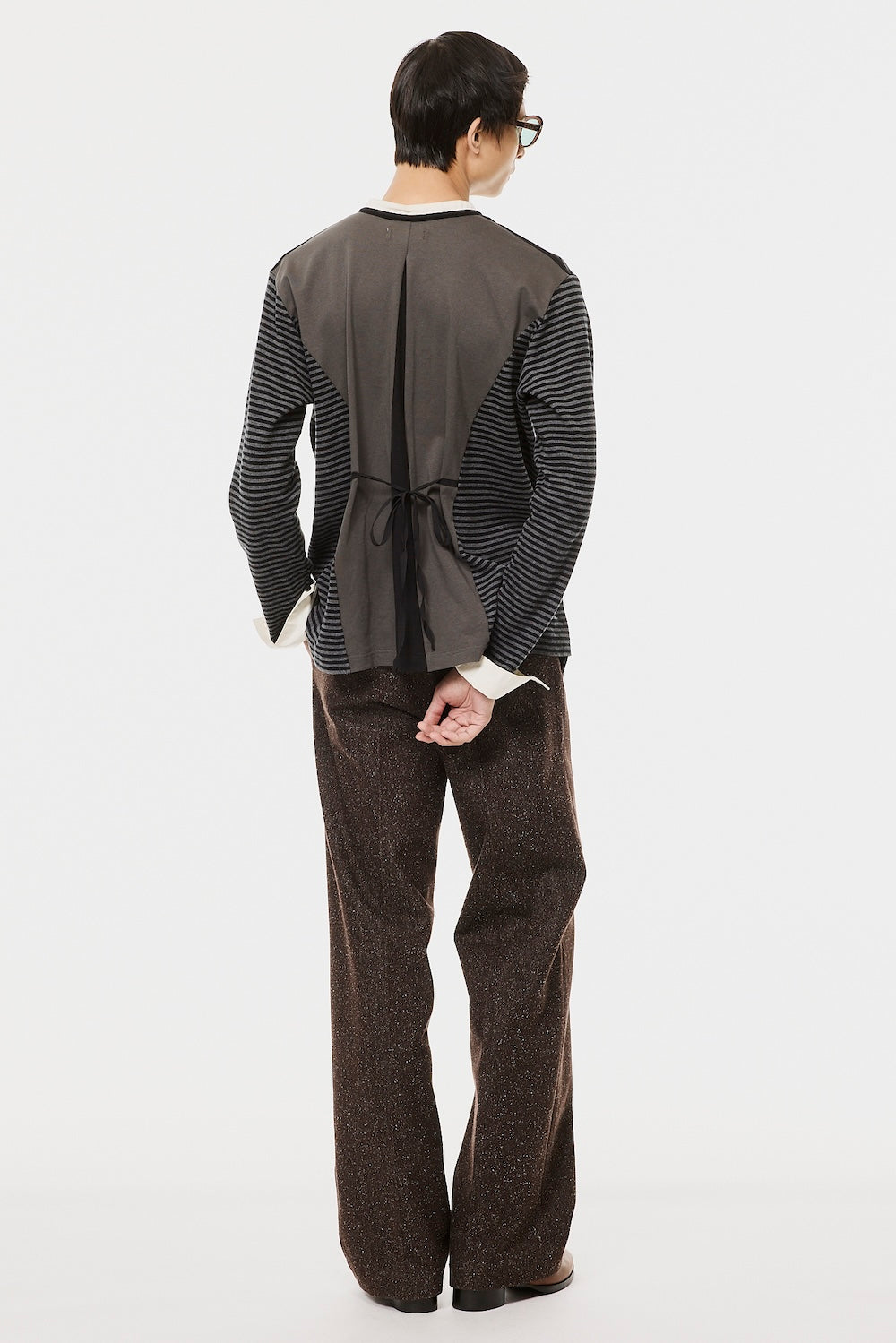 Opposite Waffle Stripe Pullover Shirt - Black - MASU– MASU