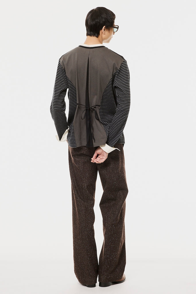 OPPOSITE WAFFLE STRIPE PULLOVER SHIRT - BLACK / M26H9CS006-MASU Official Online Store