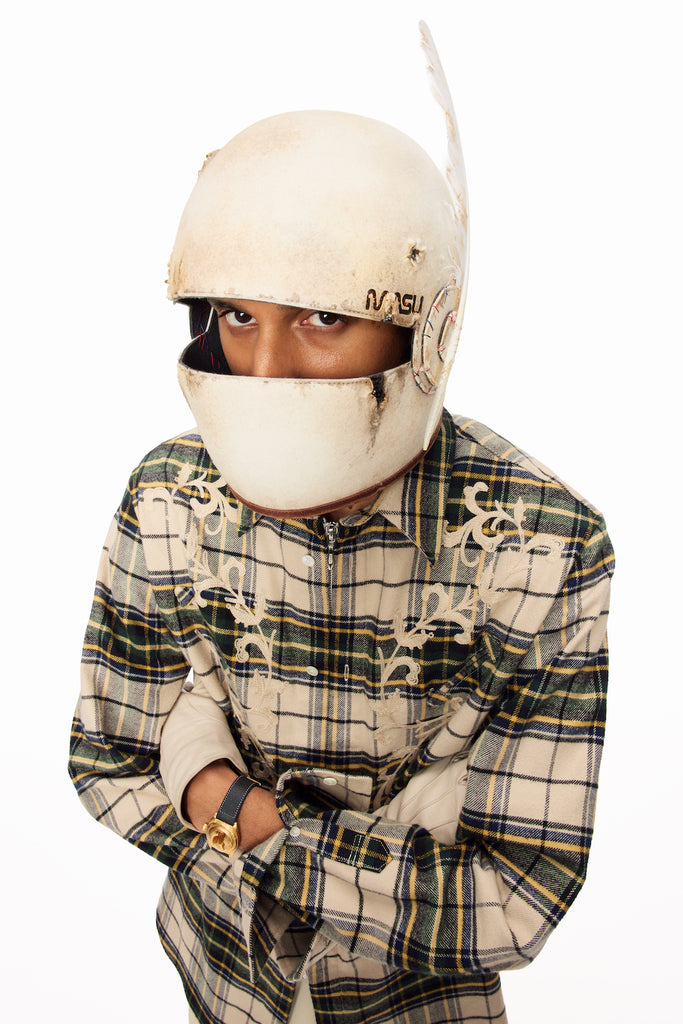 RODEO ZIP-UP PLAID SHIRT - CREAM / M25F9SL005-MASU Official Online Store