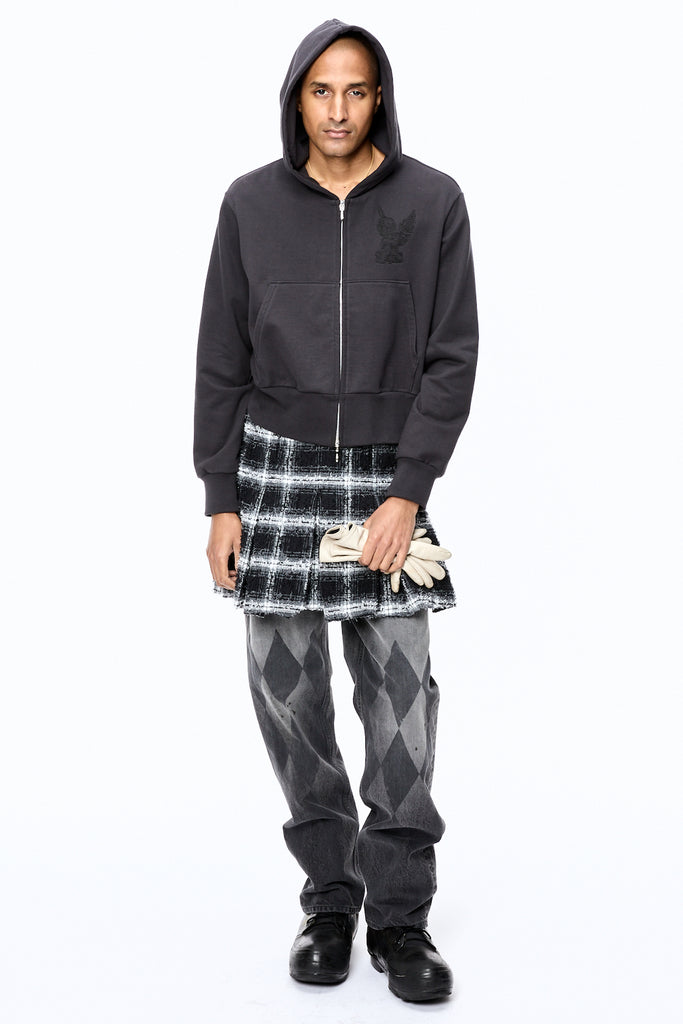 SHAGGY PLAID SKIRT - BLACK / M25F9OJ005-MASU Official Online Store
