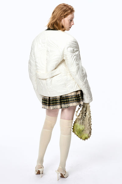 SHAGGY PLAID SKIRT - CREAM / M25F9OJ005-MASU Official Online Store