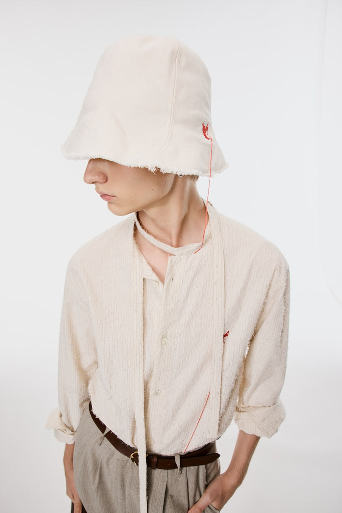 SHAGGY STRIPE BOW TIE SHIRT - ECRU / M26U6SL002-MASU Official Online Store