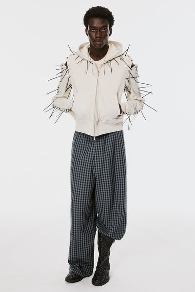 トップス MASU SPARKLING PLAID WIDE EASY PANTS Sparkling Plaid Wide Easy Pants - Black - MASU– MASU Official